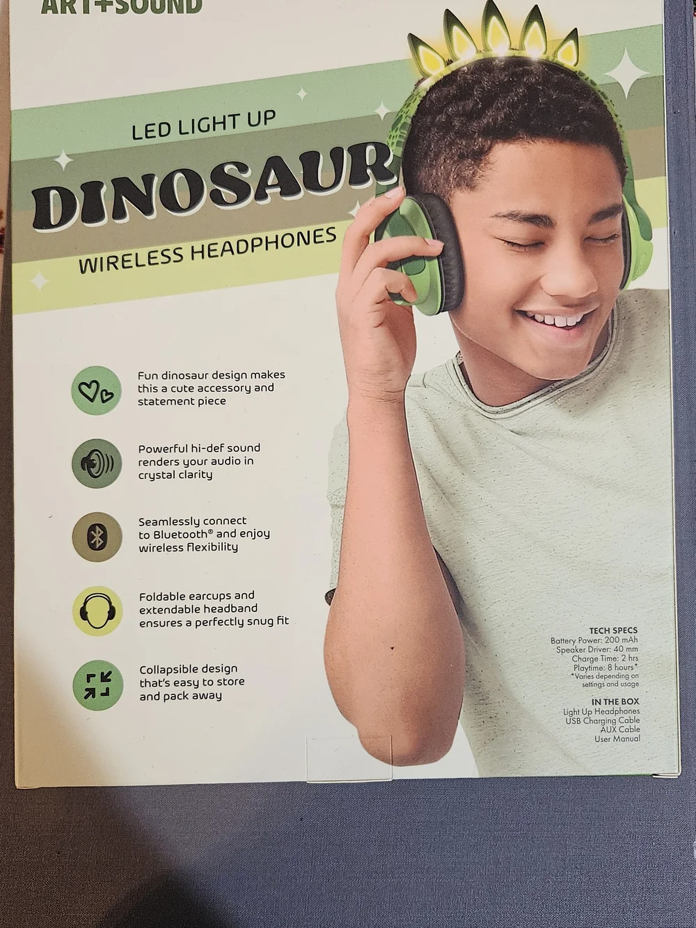 Target Art+Sound LED Light-Up Dinosaur Wireless Headphones - Green